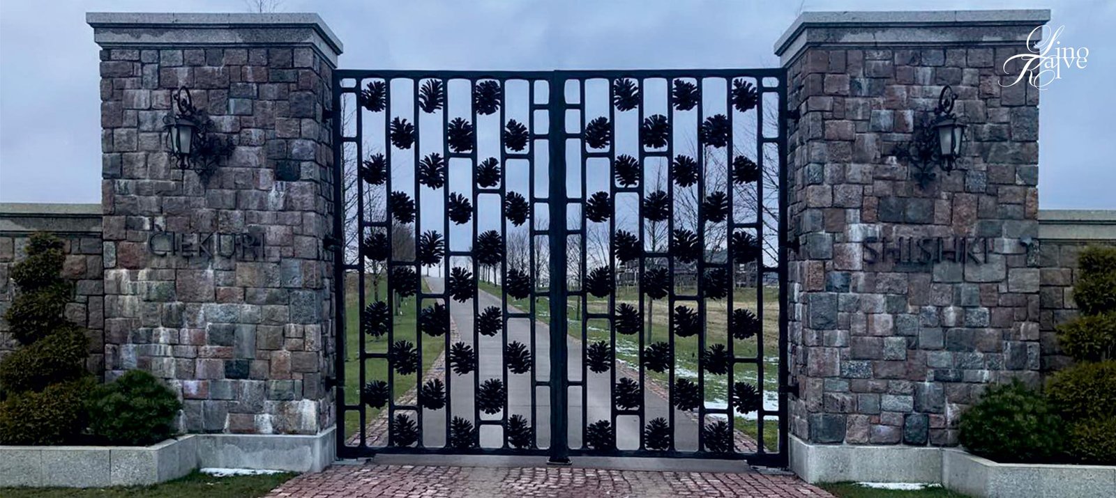 HUNTING LODGE. GATES, AND LIGHTS